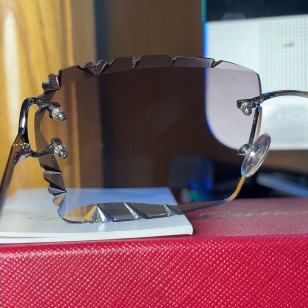 Silver Big C Cartier Rimless Sunglasses #cartier #sunglasses #luxury - Picture 6 of 8